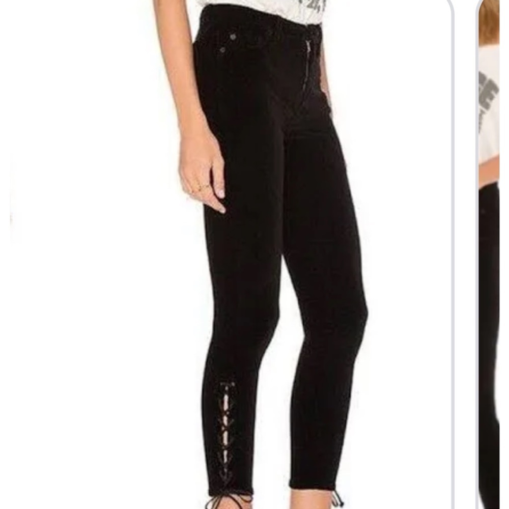 Hudson Nixon High Rise Nix Crushed Velvet Jeans Women's Black Ankle 28